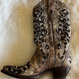 Gold embellished womens cowboy boot